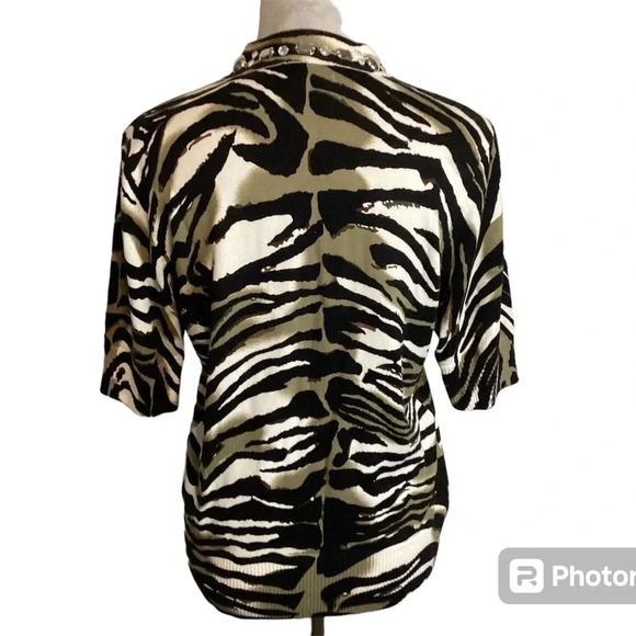 Just B sweater womens SZ L 90’s vintage sequins mobwife reptile print - Picture 5 of 8